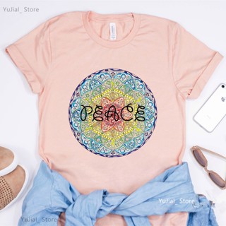 เสื้อยืดแขนสั้น พิมพ์ลายกราฟฟิค Mandala Happle Soul Car Flamingo แฟชั่นฤดูร้อน สําหรับผู้หญิง