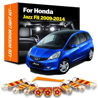 ชุดหลอดไฟอ่านหนังสือ LED แคนบัส ภายในรถยนต์ สําหรับ Honda Jazz Fit MK2 2 II 2009 2010 2011 2012 2013 2014 9 ชิ้น