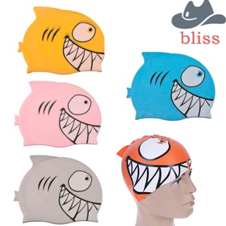 Bliss หมวกว่ายน้ํา ฉลาม ยืดหยุ่น สบาย ผ้าโพกหัว อุปกรณ์ว่ายน้ํา ซิลิโคน เด็ก ยืดหยุ่นสูง หมวกดําน้ํา