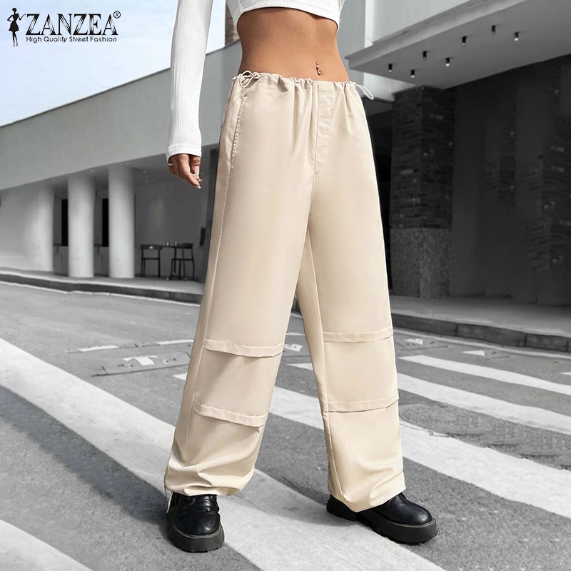 zanzea-celmia-กางเกงคาร์โก้-ขายาว-เอวยางยืด-ทรงหลวม-ลําลอง-สําหรับผู้หญิง