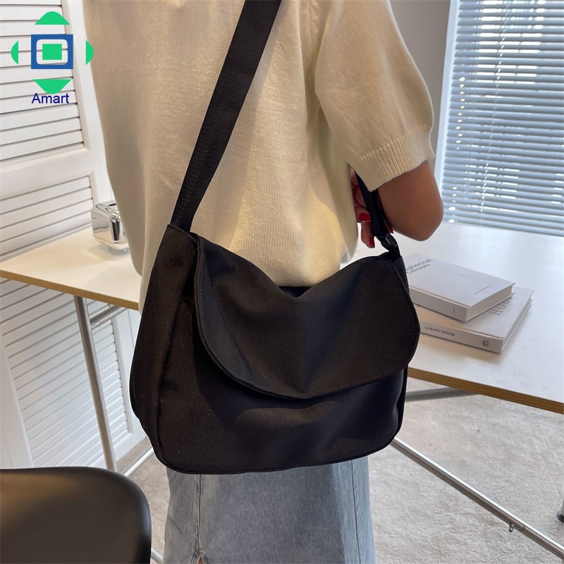 กระเป๋าผ้าไนลอนญี่ปุ่นแฟชั่นสตรีกระเป๋าสะพายไหล่นักเรียนสไตล์ฮาราจูกุขี้เกียจ