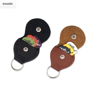 【DREAMLIFE】Guitar Pick Bag Bass Case Holder PU Leather Pick Portable Ukulele 3 Picks