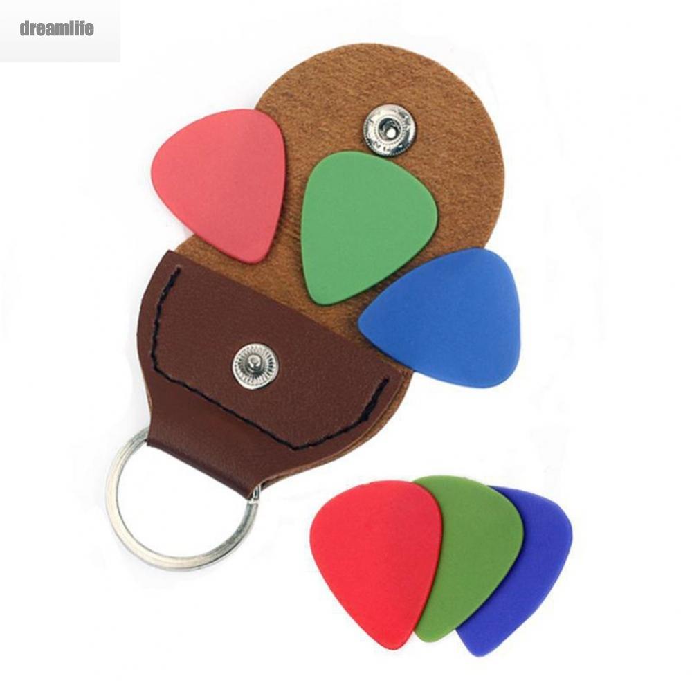 dreamlife-guitar-pick-bag-bass-case-holder-pu-leather-pick-portable-ukulele-3-picks