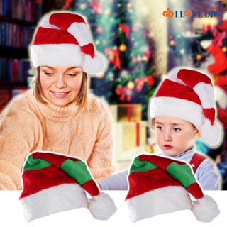 หมวกซานตาคลอส ผ้ากํามะหยี่ขนนิ่ม แบบหนา ลายทาง สไตล์คลาสสิค พร็อพสําหรับตกแต่งบ้าน เทศกาลคริสต์มาส ผู้ใหญ่ เด็ก