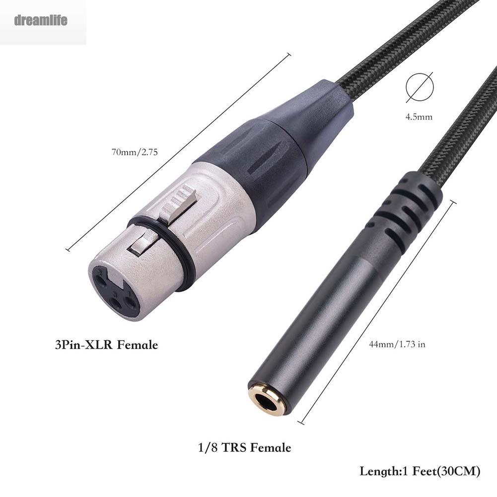 dreamlife-female-to-xlr-cable-1feet-3-pin-3-5mm-cd-speaker-for-microphone-xlr-female