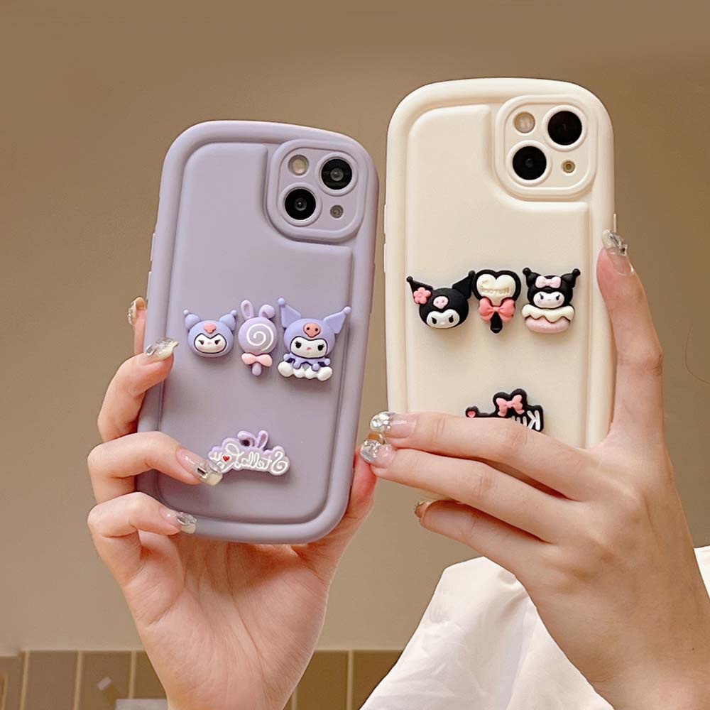 เคสโทรศัพท์มือถือแบบนิ่ม-กันกระแทก-ลาย-kuromi-3d-เรียบง่าย-หรูหรา-สําหรับ-iphone-11-14-pro-max-13promax-12promax-xr-xsmax-7-8plus