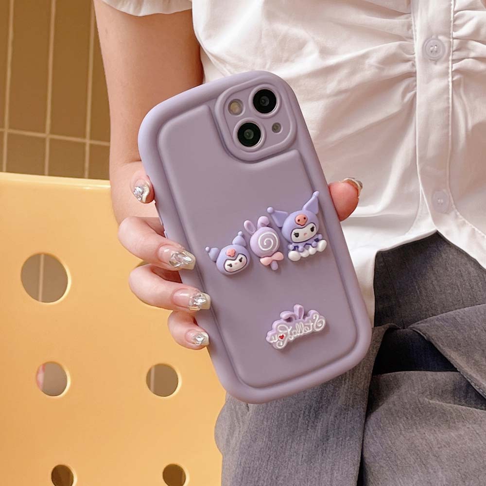 เคสโทรศัพท์มือถือแบบนิ่ม-กันกระแทก-ลาย-kuromi-3d-เรียบง่าย-หรูหรา-สําหรับ-iphone-11-14-pro-max-13promax-12promax-xr-xsmax-7-8plus