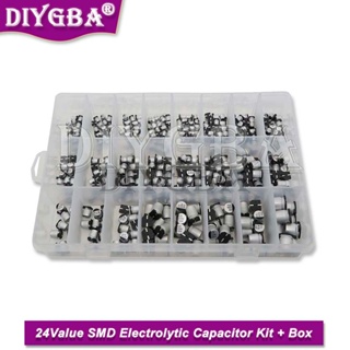 Igmopnrq 1UF~1000UF ตัวเก็บประจุอลูมิเนียมไฟฟ้า 6.3V-50V 24Value SMD พร้อมกล่อง 400 ชิ้น