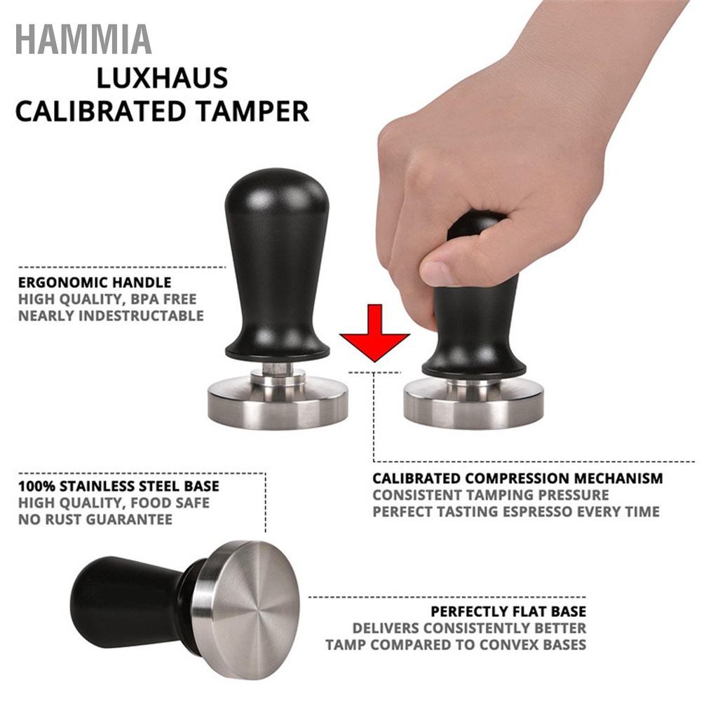 hammia-แทมเปอร์กาแฟอลูมิเนียมอัลลอยด์ปรับเทียบแทมเปอร์พร้อมฐานสแตนเลสสปริงโหลดสำหรับบ้านคาเฟ่