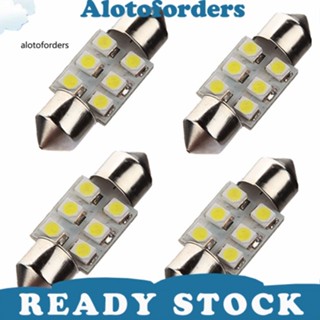 &lt;Alotoforders&gt; หลอดไฟ Led 6 ดวง 12V สําหรับติดตกแต่งภายในรถยนต์ รถบรรทุก 4 ชิ้น