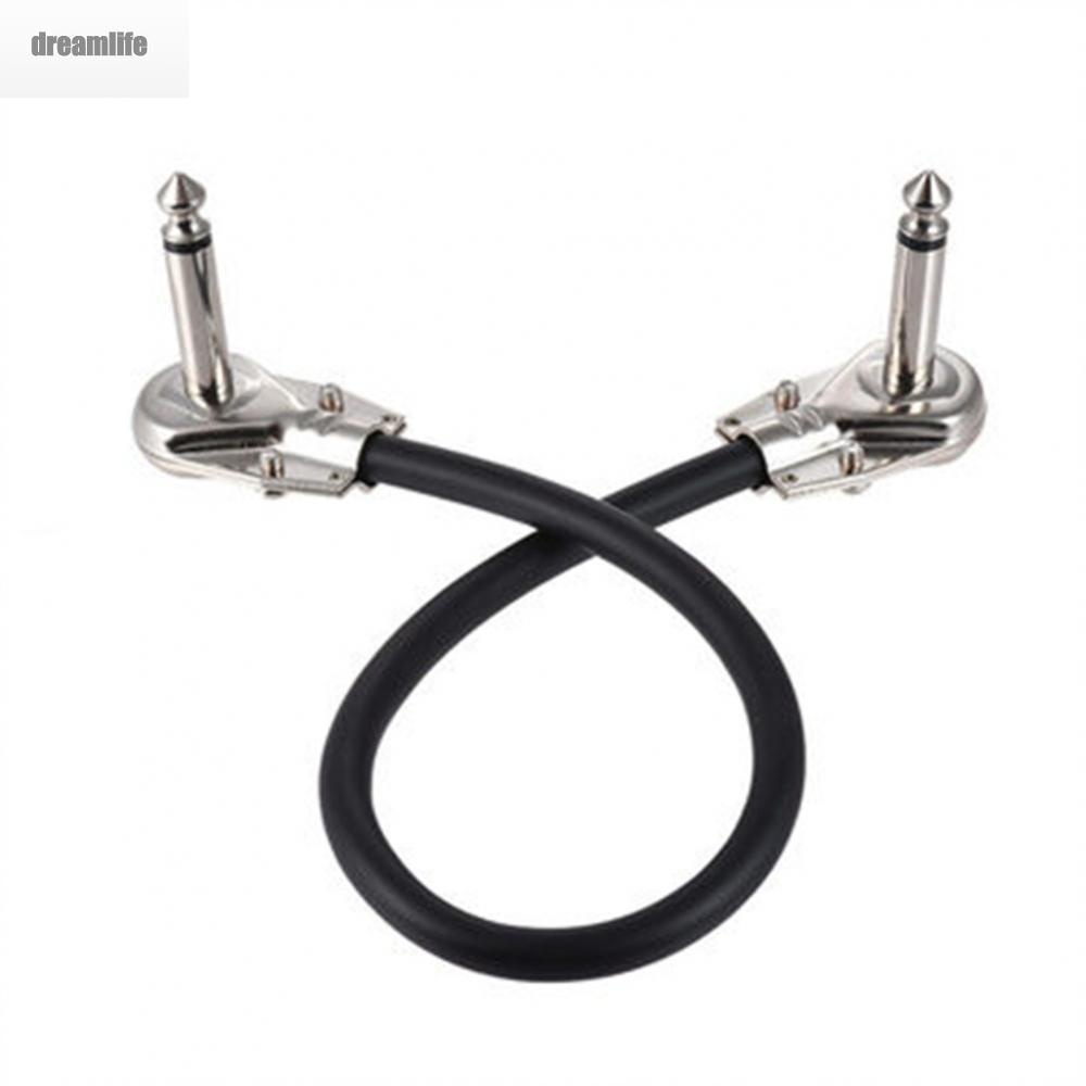 dreamlife-guitar-effect-cable-core-audio-plug-right-angle-silver-connector-1-4-inch-plugs