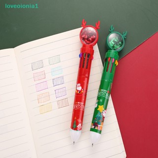 Loveoionia1 ปากกาลูกลื่น 10 สี เครื่องเขียน สําหรับโรงเรียน สํานักงาน คริสต์มาส