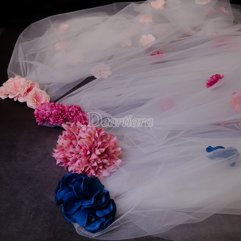 หน้ากากผ้าโพกศีรษะ-แบบสองด้าน-ลายดอกไม้-สีแดงกุหลาบ-เครื่องประดับ-สําหรับเจ้าสาว-งานแต่งงาน