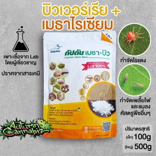 บิวเวอร์เรีย + เมธาไรเซียม เชื้อราดี ชนิดผง 100กรัม (Beauveria) บิวเวอเรีย กำจัดไรแดง เพลี้ย ศัตรูพืช ปลอดภัย100%