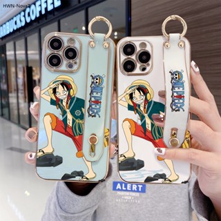 Huawei Nova 7 7I 5T SE 3 3i 3E 4 4E เคสหัวเว่ย สำหรับ Case Fashion Luffy เคส เคสโทรศัพท์ เคสมือถือ Wrist Strap Electroplating TPU Cases