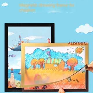 Alisondz กรอบรูปแม่เหล็ก สี่เหลี่ยมผืนผ้า สํานักงาน งานเด็ก ตกแต่งบ้าน ใบรับรองรางวัล วาดภาพ ภาพวาด ที่แขวนรูปภาพ