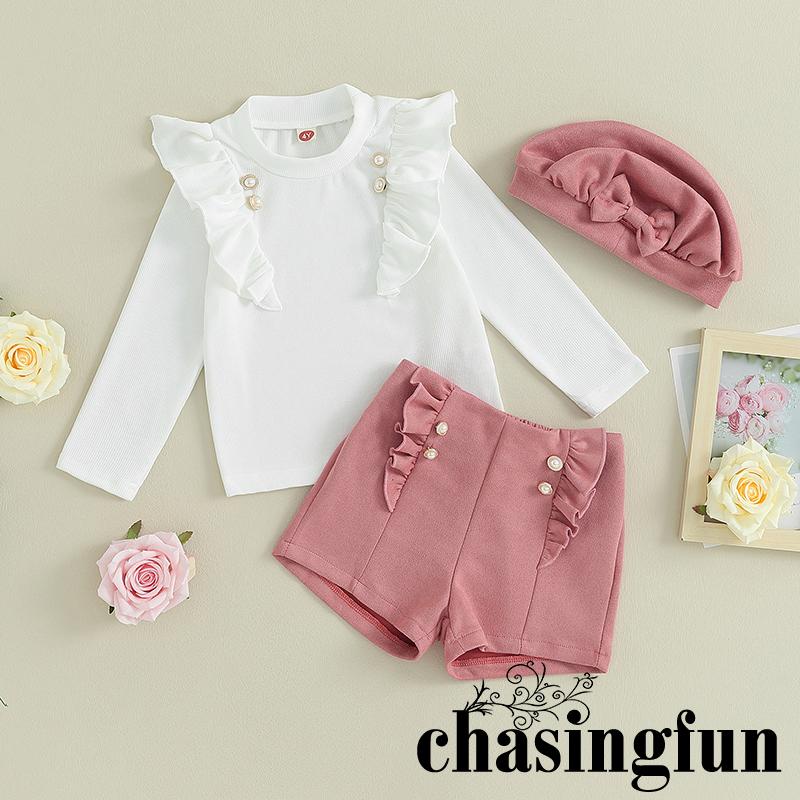 chf-3-7-ปี-ชุดเบเร่ต์-เสื้อคอกลม-แขนยาว-กางเกงขาสั้น-แต่งระบาย-สีขาว-สําหรับเด็กผู้หญิง-3-ชิ้น