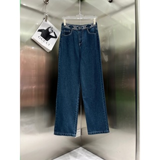 MRY3 CEL 23 autumn and winter New letter liudin design decoration retro washed straight pants fashion all-match jeans for women