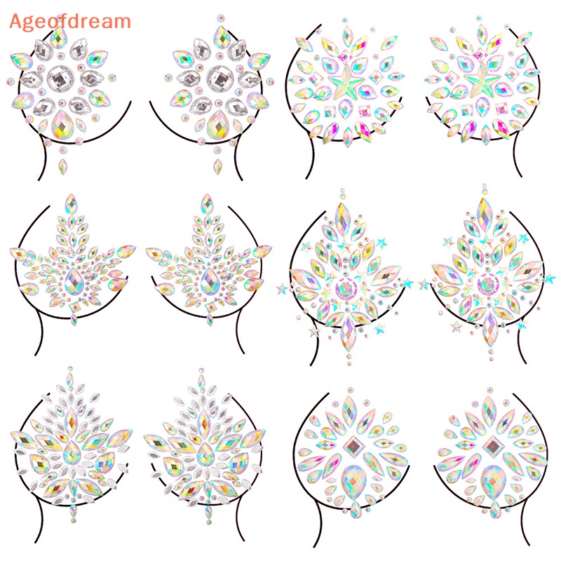 ageofdream-สติกเกอร์รอยสักชั่วคราว-ประดับเพชรเทียม-พลอยเทียม-สําหรับร่างกาย