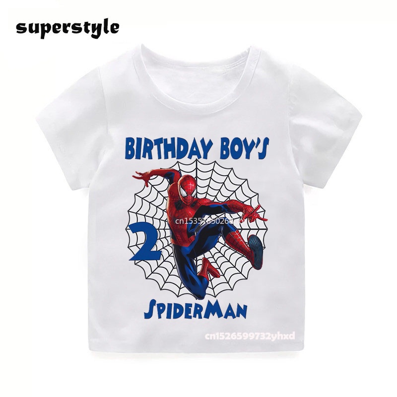 เสื้อยืดแขนสั้น-พิมพ์ลาย-marvel-spiderman-แฟชั่นฤดูร้อน-สีขาว-สําหรับเด็กผู้ชาย-2023-จํานวน-1-2-3-4-5-6-7-8-9-ปี