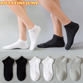 ถุงเท้าข้อสั้น ผ้าฝ้าย แบบนิ่ม กันลื่น ระบายอากาศได้ดี สีพื้น แบบเรียบง่าย สําหรับผู้ชาย 5 คู่
