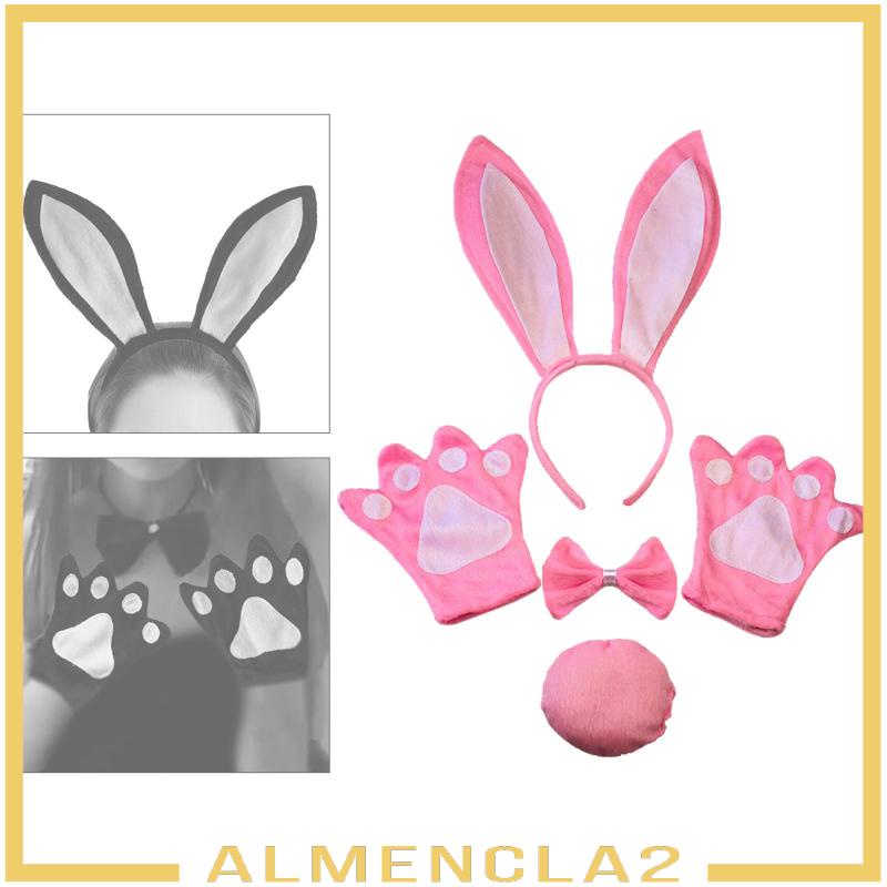 almencla2-ชุดเครื่องแต่งกาย-หูกระต่าย-หูกระต่าย-หูกระต่าย-ผูกโบว์-และหาง-สําหรับสวมบทบาทวันเกิด-4-ชิ้น