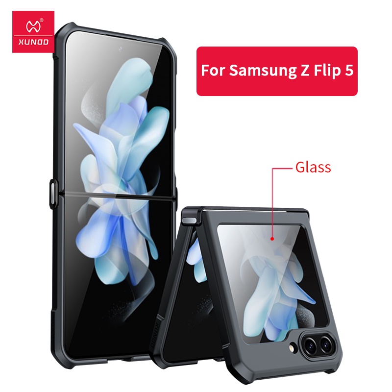 สําหรับ-samsung-galaxy-z-flip-5-เคส-xundd-ถุงลมนิรภัย-pc-tpu-กระจกโทรศัพท์ฝาครอบป้องกัน