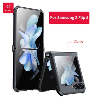 สําหรับ Samsung Galaxy Z Flip 5 เคส Xundd ถุงลมนิรภัย PC + TPU + กระจกโทรศัพท์ฝาครอบป้องกัน