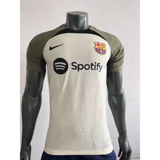 [Player Version] 2324 ใหม่ เสื้อกีฬาแขนยาว ลายทีมฟุตบอล Barcelona Beige คุณภาพสูง