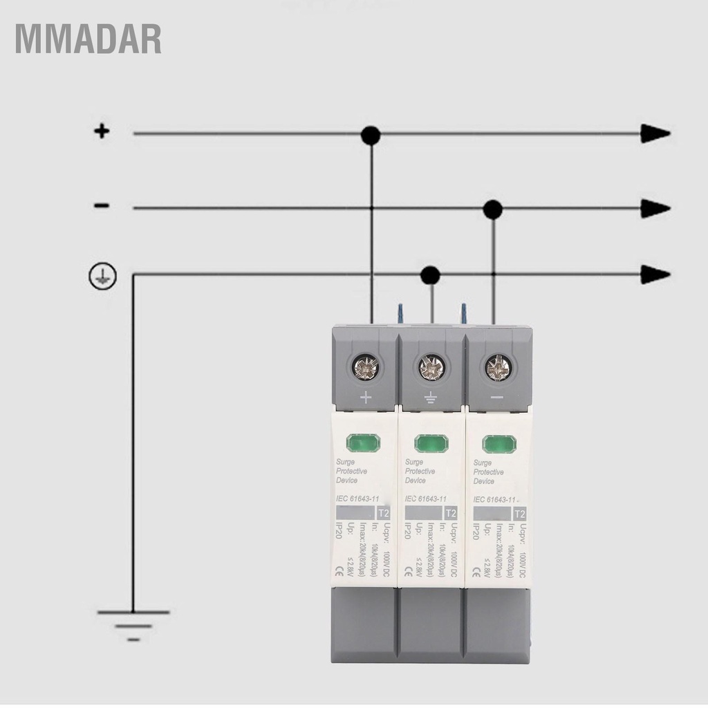 mmadar-อุปกรณ์ป้องกันไฟกระชาก-dc-ปล่อยไฟฟ้าโซลาร์เซลล์เซอร์กิตเบรกเกอร์-3p-1000v-10-20ka-อุปกรณ์กล่องจ่ายไฟ