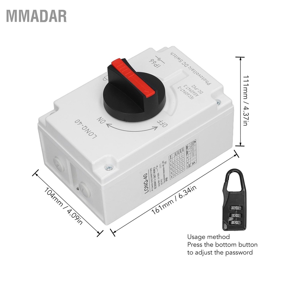 mmadar-pv-solar-disconnect-switch-ip66-กันน้ำ-dc-สำหรับ-rv-เรือ-dc1000v-32a-4p