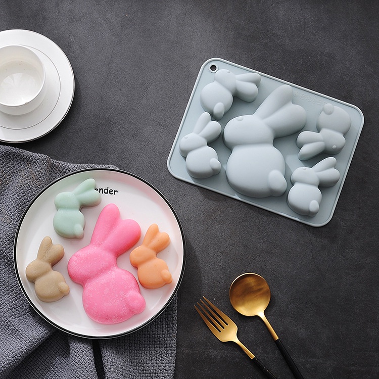 พิมพ์ซิลิโคน-กระต่าย-5-ช่อง-rabbit-silicone-mold-พิมพ์วุ้น-พิมพ์ขนม-พิมพ์สบู่-พิมพ์ชอคโกแลต