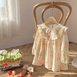 Korean childrens clothing flounced girls dress 2023 autumn duoyin sweet childrens dress factory wholesale Q7HL