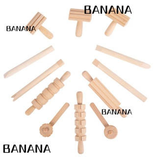 Banana1 ชุดเครื่องมือดินเผาไม้ 12 แบบ อุปกรณ์เสริม สําหรับทําแป้งโดว์ DIY 12 ชิ้น