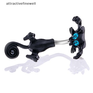 [attractivefinewell] แหวนสเตนเลส รูปแมว ประดับพลอยเทียม คุณภาพสูง สไตล์วินเทจ สําหรับผู้หญิง