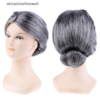 [attractivefinewell] วิกผม สีเทา สําหรับคุณยาย คุณยาย คุณแม่ คุณย่า แฟนซี