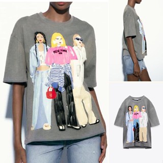 23 เสื้อยืดลําลอง แขนสั้น พิมพ์ลาย สไตล์โมเดิร์น ยุโรป อเมริกัน เหมาะกับฤดูร้อน สําหรับเด็กผู้หญิง1131349