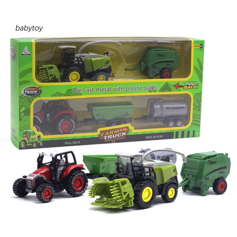 baby-โมเดลรถยนต์-1-42-diecast-tractor-harvester-farm-ของเล่นสําหรับเด็ก-2-ชิ้น