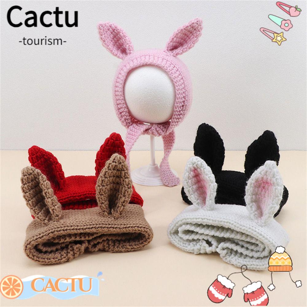 cactu-หมวกถักโครเชต์-รูปกระต่าย-ให้ความอบอุ่น-แฟชั่นฤดูหนาว-สําหรับผู้หญิง