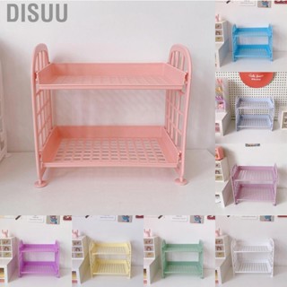 Disuu 2 Layer Desktop Shelf Side Guardrail Design Foldable Double Stacking Cosmetic Stationery Storage Holder