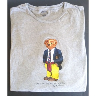 เสื้อยืด พิมพ์ลายหมีเท็ดดี้ Ralph สไตล์คลาสสิก สีเทา สําหรับผู้ชาย