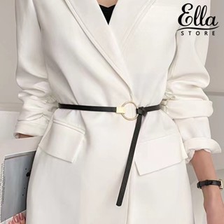 Ellastore123 เข็มขัดหนังเทียม ปรับได้ สไตล์เกาหลี สําหรับผู้หญิง