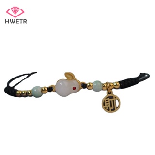 Hwetr สร้อยข้อมือเชือกถัก จี้รูปกระต่ายปี 2023 สีแดง เครื่องประดับ สําหรับแฟนสาว นักเรียน ของขวัญ