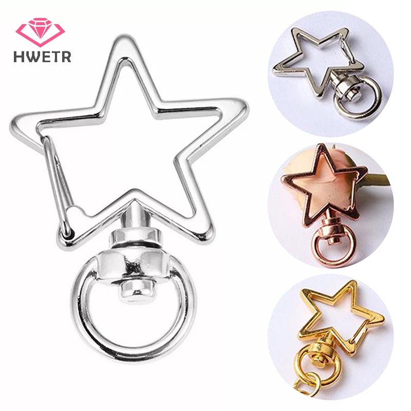 hwetr-ใหม่-พวงกุญแจตะขอก้ามปู-รูปดาวกลวง-diy-อุปกรณ์เสริม-10-ชิ้น