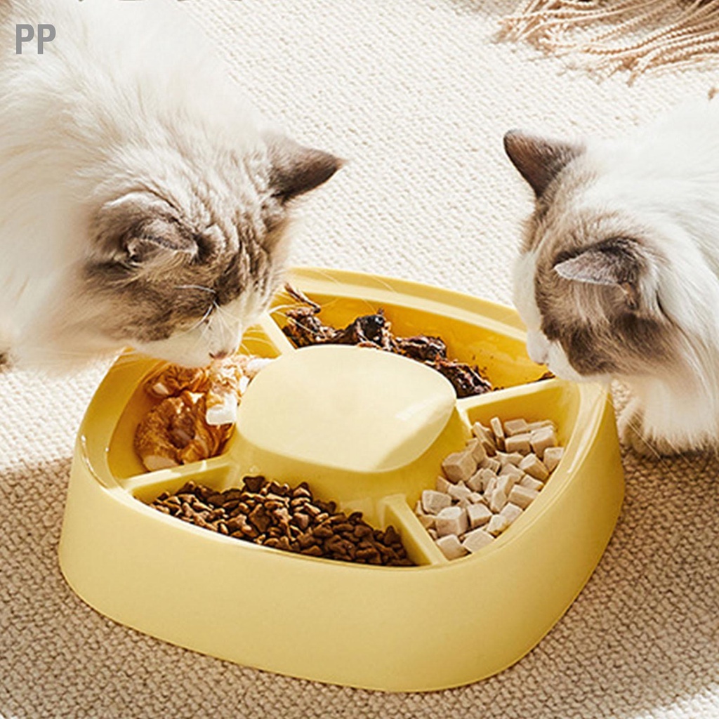 pp-cat-slow-feeder-ป้องกันการสำลัก-4-ช่อง-smoothing-มัลติฟังก์ชั่นชามอาหารแมวสำหรับสัตว์เลี้ยงขนาดเล็ก