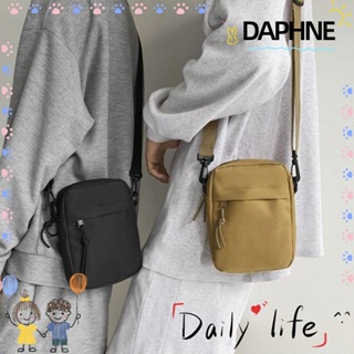 Daphne กระเป๋าสะพายไหล่ กระเป๋าสะพายข้าง ผ้าแคนวาส สีพื้น ปรับได้ พร้อมซิป สําหรับผู้ชาย