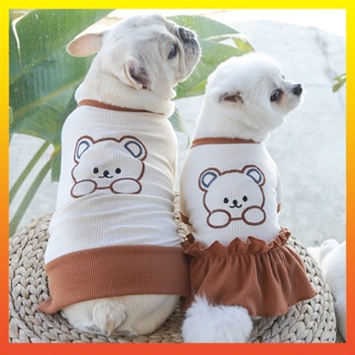 [Calamus] ชุดเดรสเสื้อยืด ระบายอากาศ ลายหมีน่ารัก แฟชั่นฤดูร้อน สําหรับสัตว์เลี้ยง สุนัข แมว