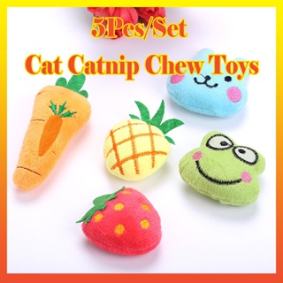 [Calamus] ของเล่นเคี้ยว แครอท สตรอเบอร์รี่ สับปะรด สําหรับสัตว์เลี้ยง แมว 5 ชิ้น ต่อชุด