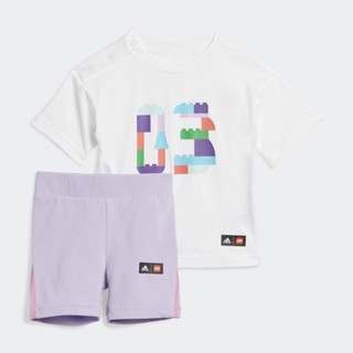 adidas ไลฟ์สไตล์ ชุดเสื้อยืดและกางเกงรัดรูปขาสั้น adidas x Classic LEGO® เด็ก สีขาว IB6184