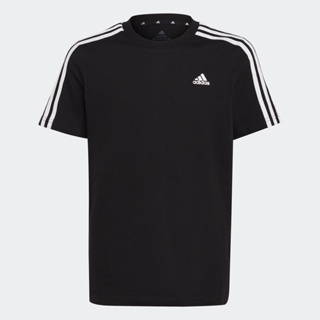 adidas ไลฟ์สไตล์ เสื้อยืดผ้าฝ้าย Essentials 3-Stripes เด็ก สีดำ HR6330